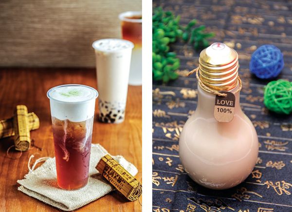 Milk cap tea and light bulb tea