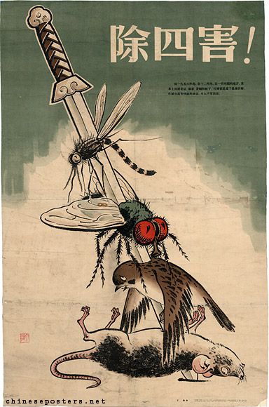 A poster in 1958 promoting eliminating Four Pests (Chineseposters)